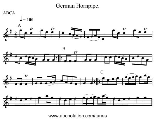 German Hornpipe. - staff notation