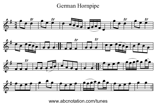 German Hornpipe - staff notation