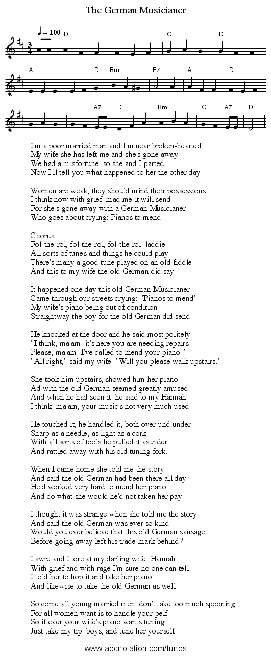 German Musicianer, The - staff notation