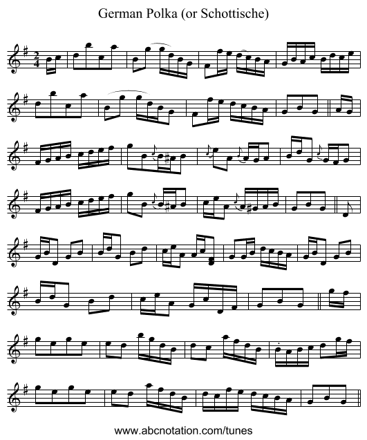 German Polka (or Schottische) - staff notation