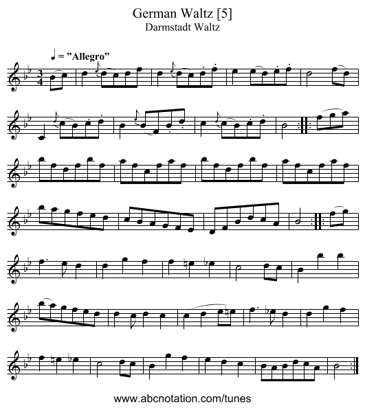 German Waltz [5] - staff notation