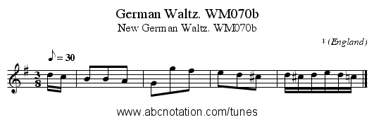 German Waltz. WM070b - staff notation