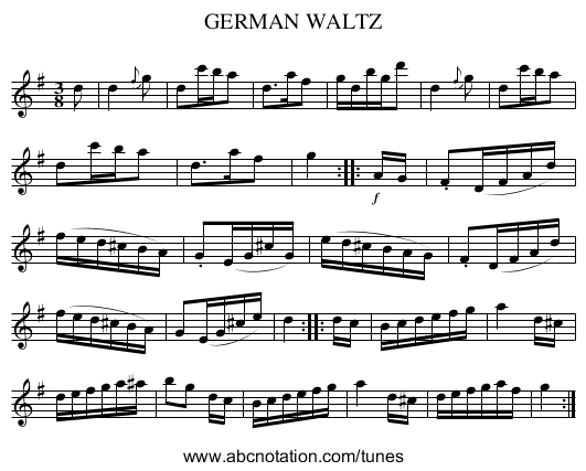 GERMAN WALTZ - staff notation
