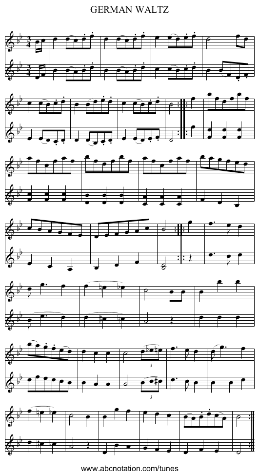 GERMAN WALTZ - staff notation