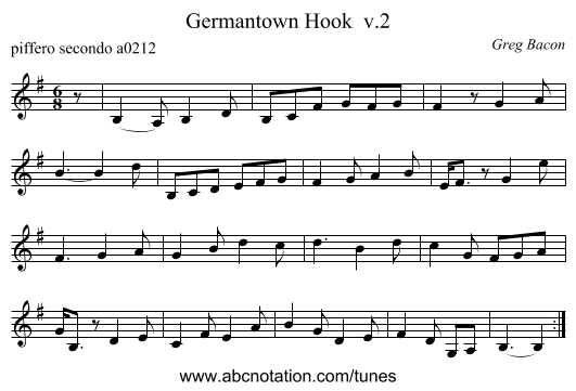 Germantown Hook  v.2 - staff notation