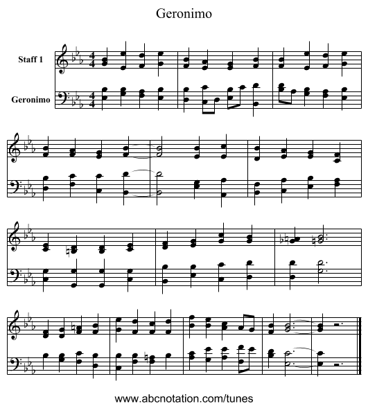 Geronimo - staff notation