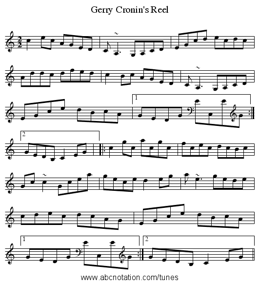 Gerry Cronin's Reel - staff notation