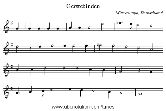 Gerstebinden - staff notation