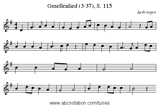 Gesellenlied (3-37), S. 115 - staff notation