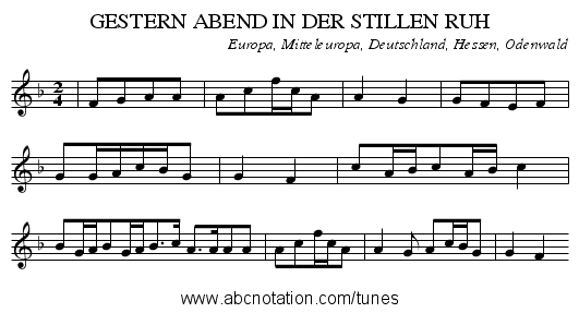 GESTERN ABEND IN DER STILLEN RUH - staff notation