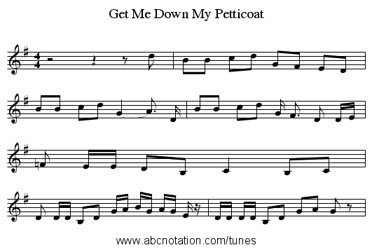 Get Me Down My Petticoat - staff notation