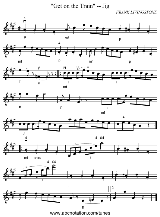 Get on the Train -- Jig - staff notation