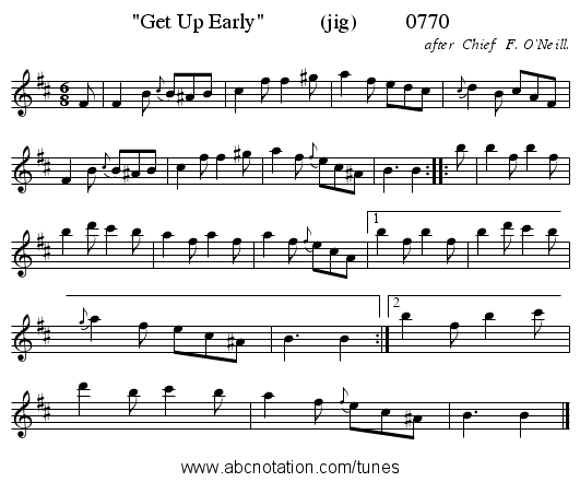 Get Up Early          (jig)         0770 - staff notation