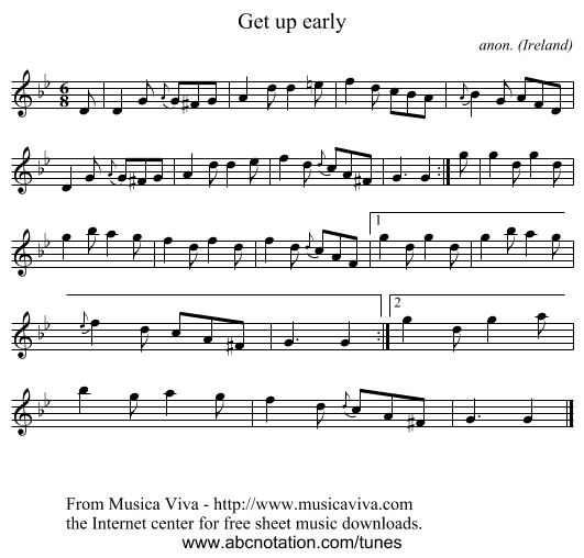 Get up early - staff notation