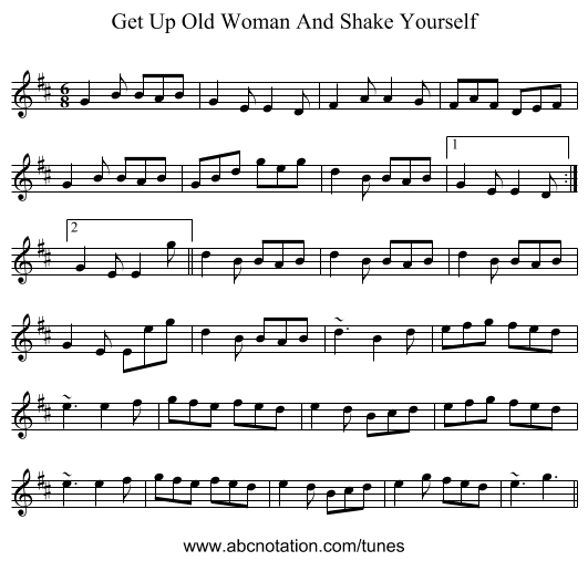 Get Up Old Woman And Shake Yourself - staff notation
