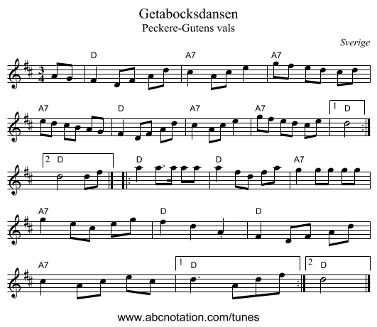 Getabocksdansen - staff notation