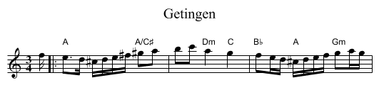 Getingen - staff notation