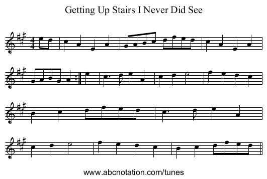 Getting Up Stairs I Never Did See - staff notation