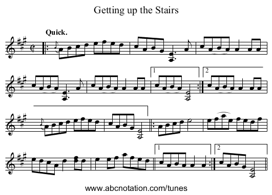 Getting up the Stairs - staff notation