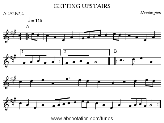 GETTING UPSTAIRS - staff notation