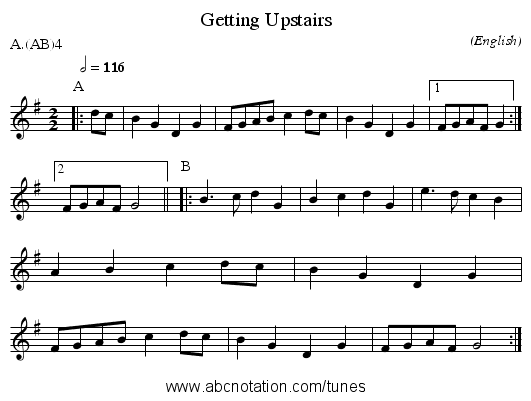 Getting Upstairs - staff notation
