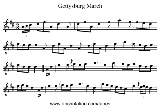 Gettysburg March - staff notation