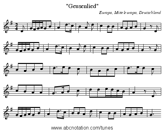 Geusenlied - staff notation