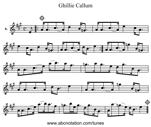 Ghillie Callum - staff notation
