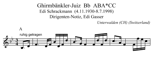 Ghirmbänkler-Juiz  Bb  ABA*CC - staff notation