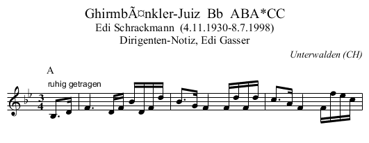 GhirmbÃ¤nkler-Juiz  Bb  ABA*CC - staff notation