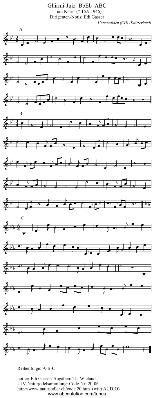 Ghirmi-Juiz  BbEb  ABC - staff notation