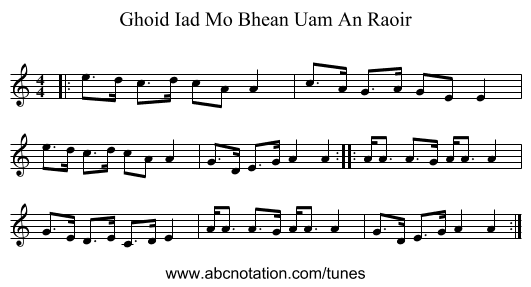Ghoid Iad Mo Bhean Uam An Raoir - staff notation
