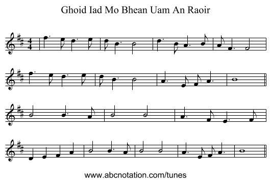 Ghoid Iad Mo Bhean Uam An Raoir - staff notation