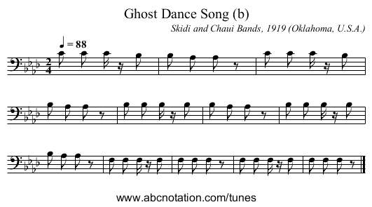 Ghost Dance Song (b) - staff notation