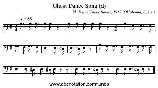 Ghost Dance Song (d) - staff notation