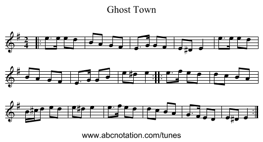 Ghost Town - staff notation