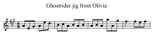 Ghostrider jig from Olivia - staff notation