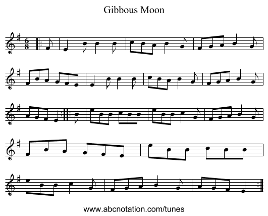 Gibbous Moon - staff notation