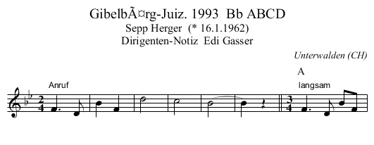 GibelbÃ¤rg-Juiz. 1993  Bb ABCD - staff notation
