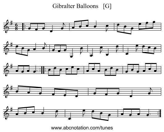 Gibralter Balloons   [G] - staff notation