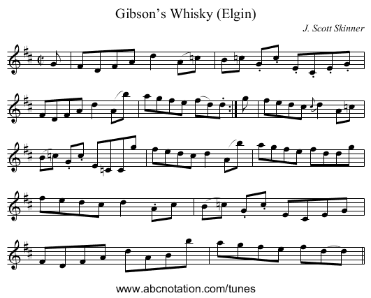 Gibson’s Whisky (Elgin) - staff notation