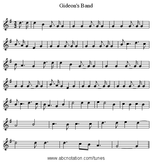 Gideon's Band - staff notation
