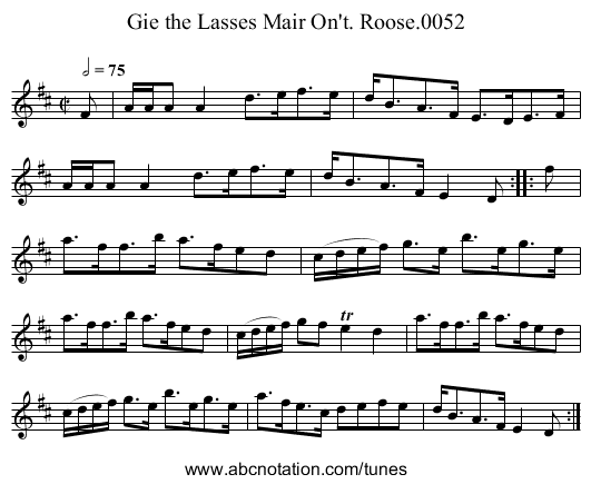 Gie the Lasses Mair On't. Roose.0052 - staff notation