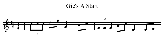Gie's A Start - staff notation