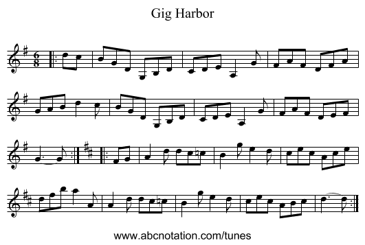 Gig Harbor - staff notation
