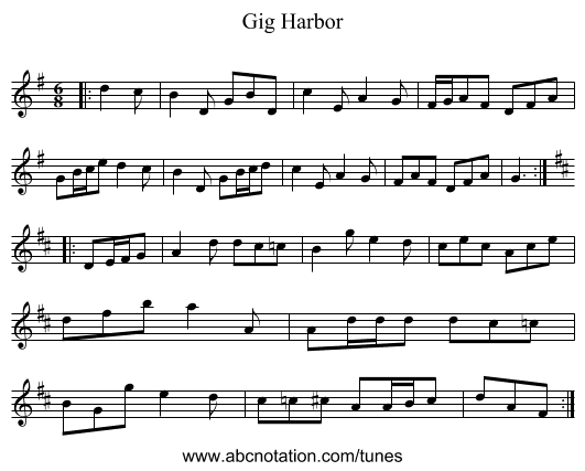 Gig Harbor - staff notation