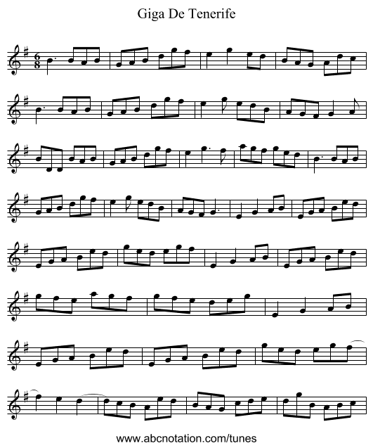 Giga De Tenerife - staff notation
