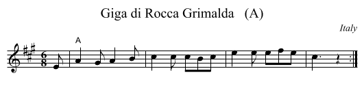 Giga di Rocca Grimalda   (A) - staff notation