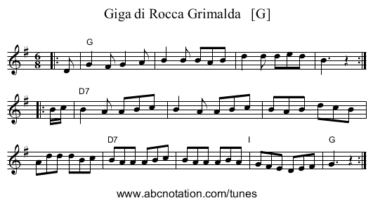 Giga di Rocca Grimalda   [G] - staff notation