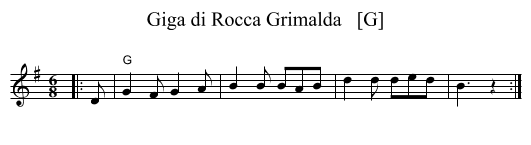Giga di Rocca Grimalda   [G] - staff notation